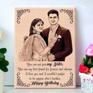 Customized Wooden Engraved Happy Birthday Sister Photo Frame