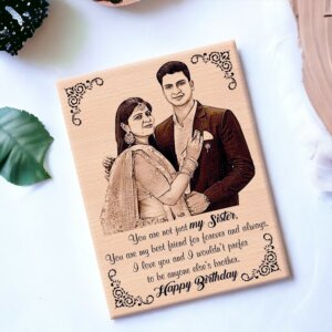 Customized Wooden Engraved Happy Birthday Sister Photo Frame