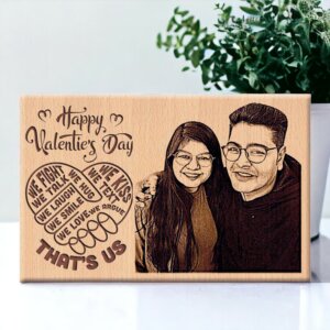 Personalized Wooden Engraved Photo Frame and Keychain Combo ...