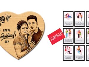 Valentine Combo of Personalized Engraved Photo Frame and 9 L...