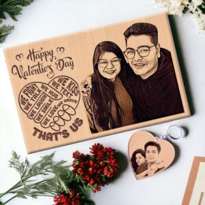 Personalized Wooden Engraved Photo Frame and Keychain Combo ...