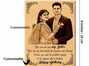 Personalized Engraved Wooden Frame Gift for Sister on Her Bi...