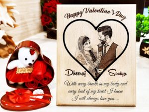 Valentine Gift Combo of Engraved Photo Frame and Heart Shape...