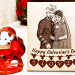 Valentine's Day Combo Gift of Customized Engraved Frame and Teddy Box for Husband and Wife