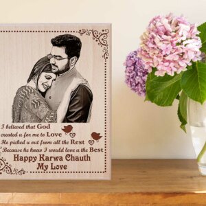 Custom Engraved Photo Frame Karwachauth Gift For Beautiful W...