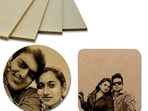 Personalized Photo Coasters MDF (Set of 4, Brown)