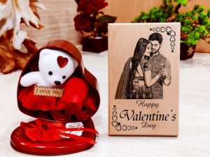 Valentine’s Day Gift Box Combo of Personalized Wood Fr...