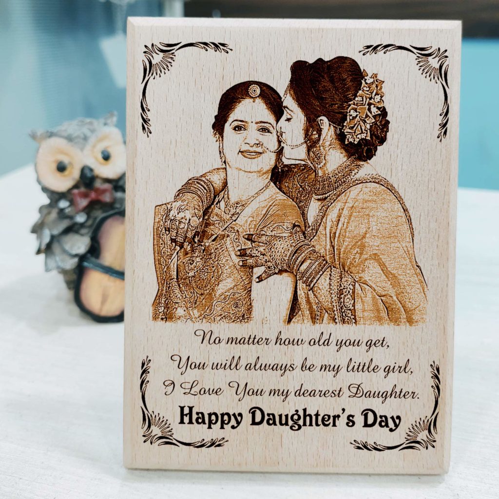 Daughters Day Personalized Engraved Wooden Photo Frame Gift For Her