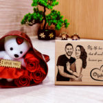 Valentine's Day Gift Combo of Custom Frame and Heart Shape Box with Rose Flowers and Teddy for Best Friend