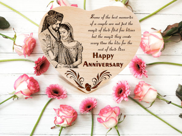 Personalized Engraved Wooden Photo Frame for Couple Anniversary