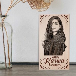 Karwachauth Personalized Engraved Wooden Photo Frame Gift Fo...