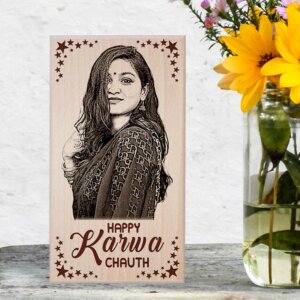 Karwachauth Personalized Engraved Wooden Photo Frame Gift Fo...