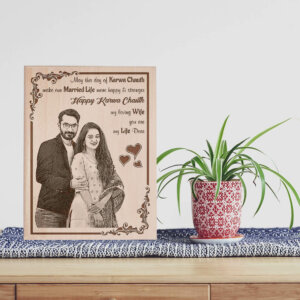 Customized Engraved Wooden Photo Frame Karwachauth Gift for ...