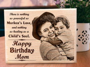 Personalized Wooden Engraved Photo For Mom/Mother Birthday Gift from Daughter (8x6in)