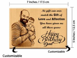Personalized Birthday Gift for Father Engraved Wooden Photo Plaque