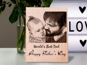 Personalized Engraved Wooden Photo Plaque For Father (5×4 inches)
