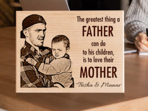 Personalized Engraved Wooden Photo Plaque Gift for Men