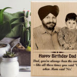 Unique Engraved Wooden Photo Frame with Text Engraving Happy Birthday Dad