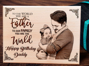 Personalized Wooden Photo Frame with Text Engraving Happy Birthday Daddy