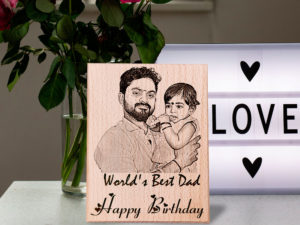 Personalized Wooden Engraved Photo Birthday Gift for Father