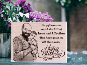 Personalized Birthday Gift for Father Engraved Wooden Photo Plaque