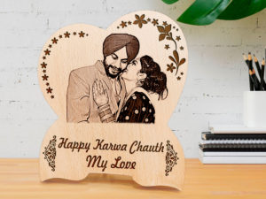 Personalized Engraved Wood Photo Frame Karwachauth Gift For ...