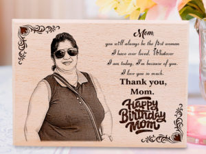 Personalized Wooden Engraved Photo Gift for Mother on her Birthday (9×7 in)