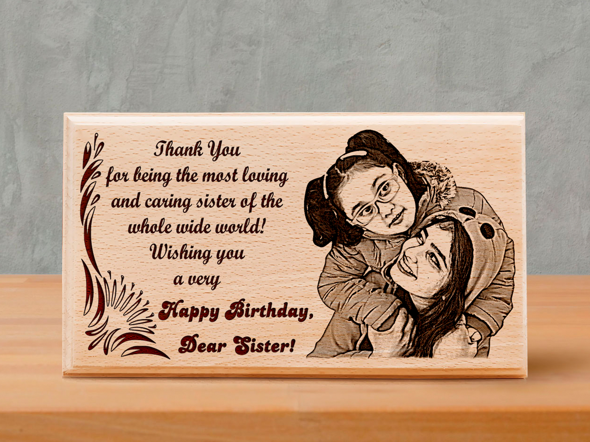 Customized Wooden Engraved Photo Birthday Gifts for Sister on Her Birthday  - Incredible Gifts