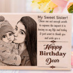 Personalized Engraved Wooden Photo Frame Birthday Gift for Loving Sister