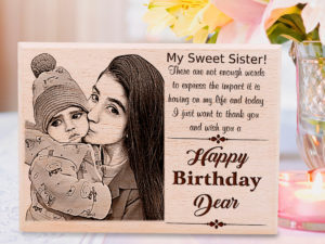 Personalized Engraved Wooden Photo Frame Birthday Gift for Loving Sister