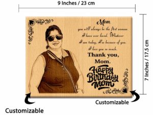 Personalized Wooden Engraved Photo Gift for Mother on her Birthday (9×7 in)