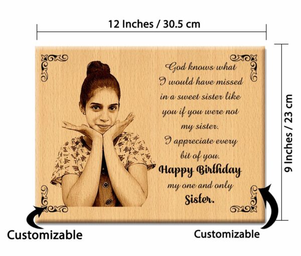 Sister's Birthday Plaque Size