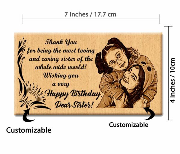 Sister's Birthday Plaque Size