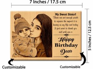 Personalized Engraved Wooden Photo Frame Birthday Gift for Loving Sister
