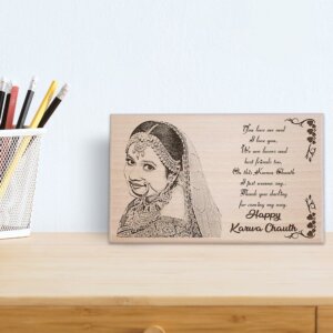 Personalized Karwachauth Engraved Wood Photo Frame Gift for ...