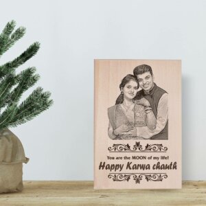 Personalized Gift For Karwachauth Engraved Wood Photo Frame ...