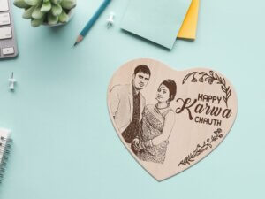 Karwachauth Personalized Engraved Wooden Photo Frame For Loving Wife