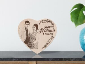 Karwachauth Personalized Engraved Wooden Photo Frame For Loving Wife