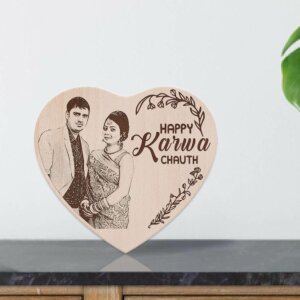 Karwachauth Personalized Engraved Wooden Photo Frame For Lov...