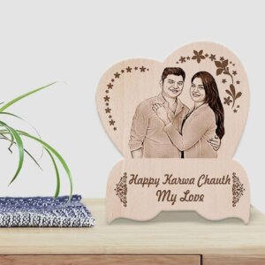 Personalized Engraved Wood Photo Frame Karwachauth Gift For ...