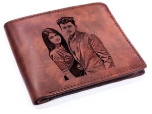 Personalized Engraved Photo Wallet for Men (Brown)