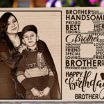 Personalized Engraved Wooden Frame with Photo Gift For Best Bhai