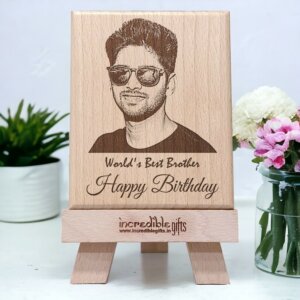 Personalized Engraved Wooden Frame For Brother with Photo and Message