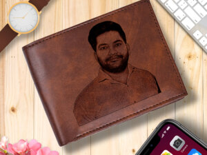 Personalized Engraved Photo Wallet for Men (Brown)