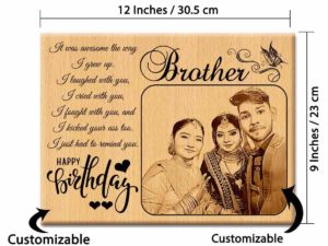 Customized Engraved Wooden Photo Frame with Carved Message H...