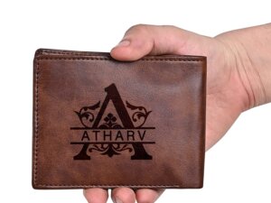 Personalized Name Wallets for Men (Brown)