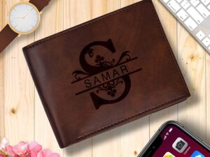 Personalized Name Wallets for Men (Brown)