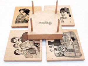 Personalized Engraved Wooden Photo Tea Cup Coasters Set of 4...