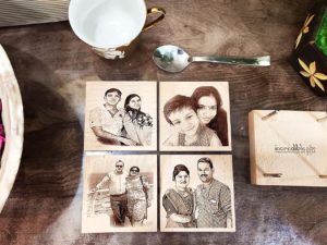 Personalized Engraved Wooden Photo Tea Cup Coasters Set of 4...