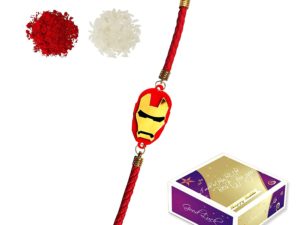 Iron Man Bracelet Incredible Rakhi with Roli Chawal – (Red-Gold Acrylic)